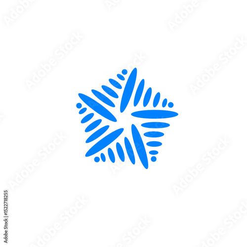 Stylized azure pentagon emanating vitality on deep backdrop design element
