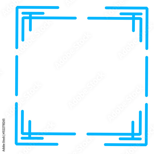 Geometric frame with blue lines on a solid black background for graphic design