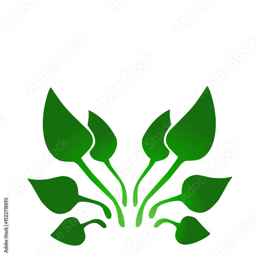 Stylized flora arrangement showcasing vibrant green leaves on deep black background