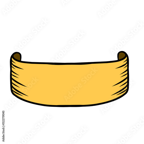 Decorative golden banner with a frayed edge design against a black backdrop