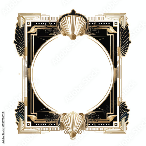 Vintage Art Deco Style Frame Vector Illustration for Elegant Designs