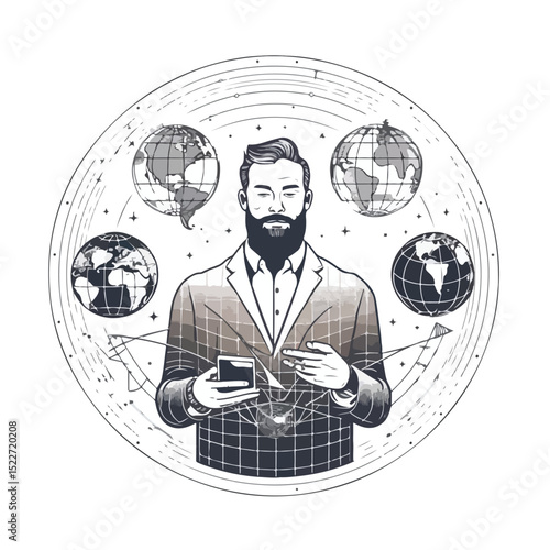 Professional Global Network Connections Vector Illustration for Technology Presentations