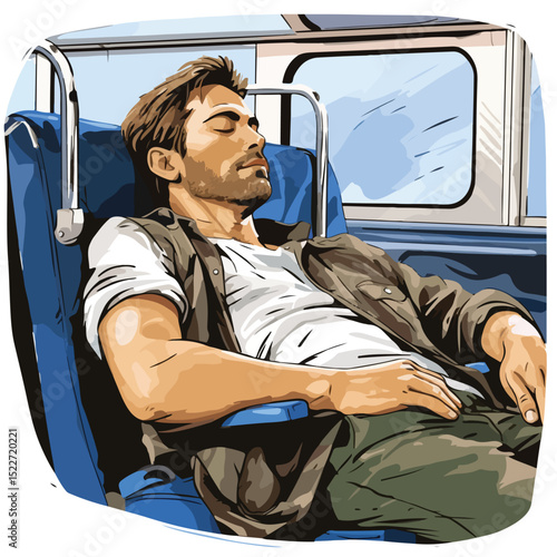 Professional Vector Illustration of a Man Sleeping on a Couch for Graphic Design Projects