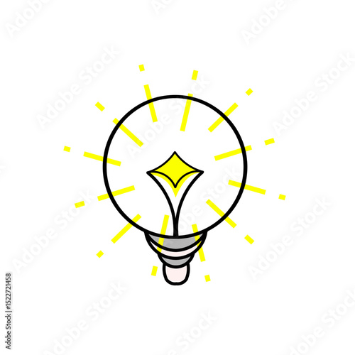 Glowing light bulb illustration conveying illumination, innovation and creative thinking