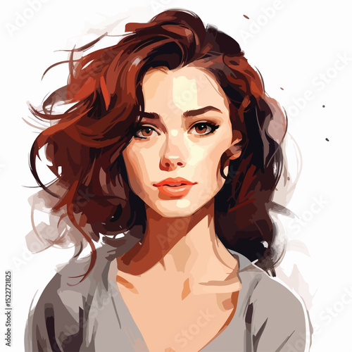 Professional Female Cartoon Portrait Vector Illustration for Business Presentations and Marketing Materials