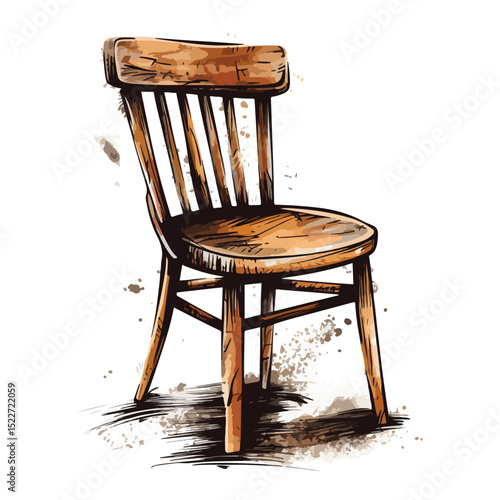 Professional Vector Illustration of Wooden Chair Scribble Design for Restaurant Environment