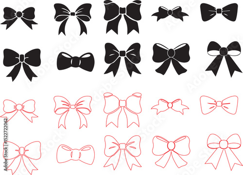 bow, knot, tie, ribbon, lace, decor, accessory, silhouette, minimalist, simple, elegant, decorative, fashion, monochrome, pattern, graphic, black and white, red and black

