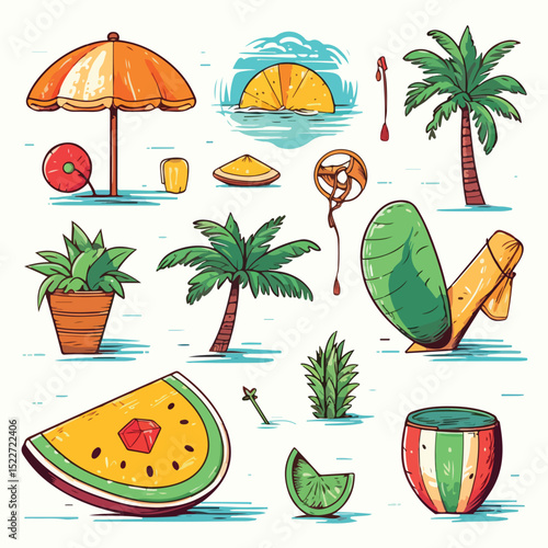 Professional Set of Summer Icons Vector Illustration for Creative Projects