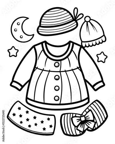 Beautiful Baby Cloth Coloring Page – Cute and Simple Outline for Kids’ Coloring and Craft Projects