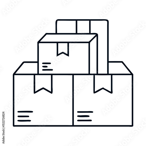 Cardboard boxes for moving and housewarming. Stacked cardboard boxes represent relocation process and new home setup.