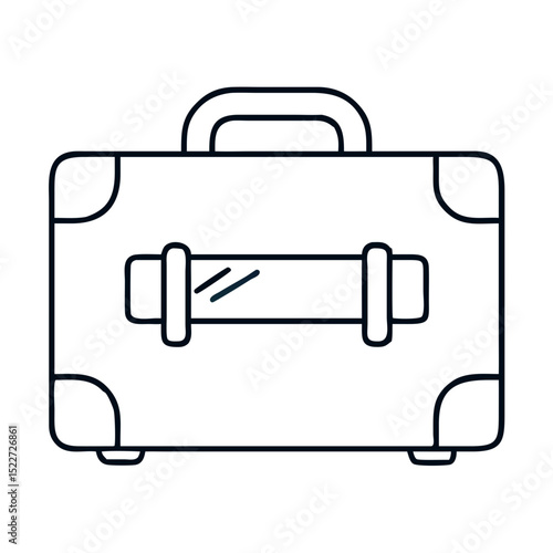 Closed suitcase illustration for housewarming announcement.  Simple closed suitcase graphic design, perfect for new home greeting cards.