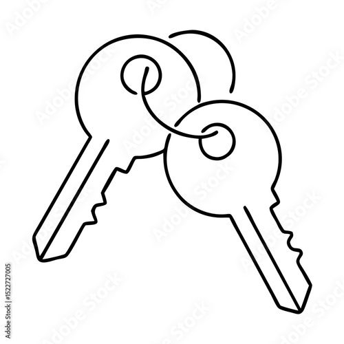 House keys for new home.  New house keys are linked together symbolizing a fresh start and new beginnings.  This image of house keys is perfect for real estate brochures or housewarming announcements.