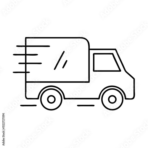 Moving truck icon for housewarming announcements. Simple moving truck graphic design, perfect for relocation services.