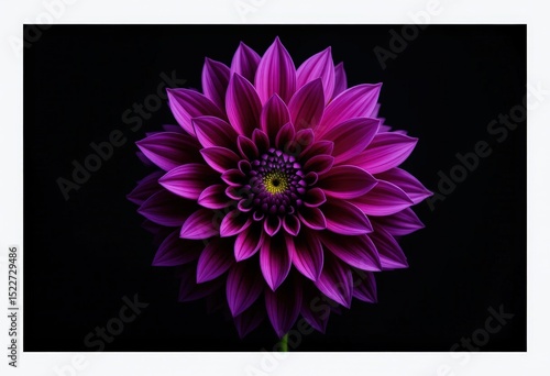 Vibrant purple dahlia blooms boldly against a dark backdrop, showcasing nature's intricate artistry and beauty in petals