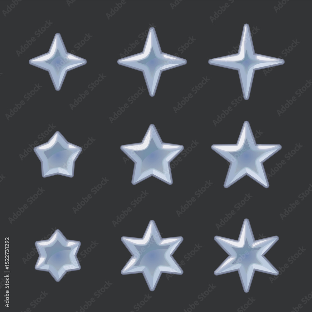 Set of shining silver stars vector illustration Set of shining silver stars vector illustration