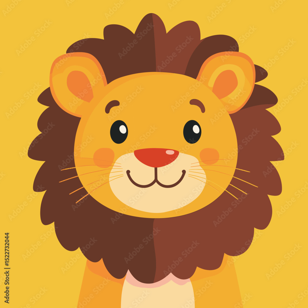 Obraz premium Cartoon lion character on a yellow background