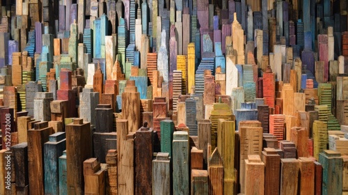 Colorful wooden city model