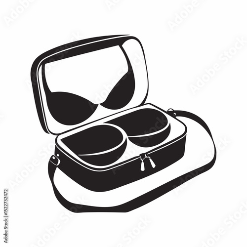 Bra storage case with structured compartments in minimalist design  