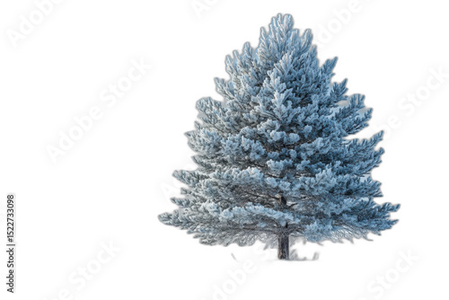 Small blue tree with snow isolated on transparent background.
