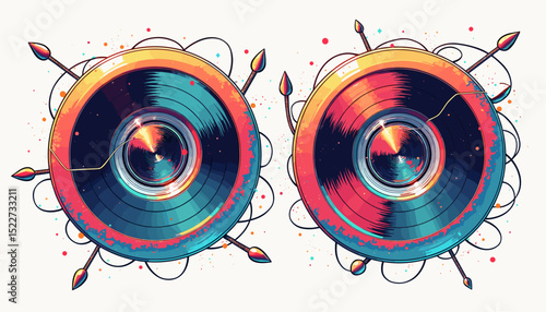 Colorful vinyl record design for music lovers and graphic artists
