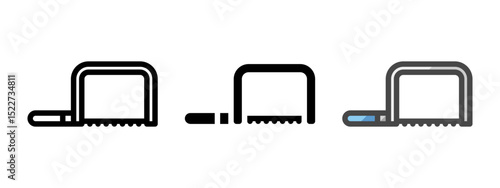 Multipurpose coping saw vector icon in outline, glyph, filled outline style. Three icon style variants in one pack.