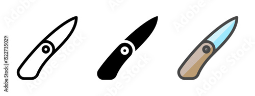 Multipurpose pocketknife vector icon in outline, glyph, filled outline style. Three icon style variants in one pack.