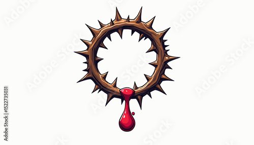 Gothic patterns featuring tattoo elements with blood droplets, thorn crown forming a loop with a ruby drop
