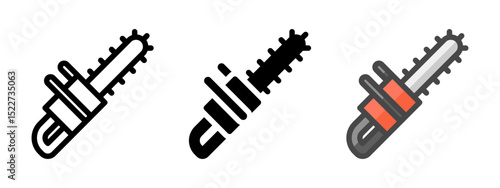 Multipurpose saw vector icon in outline, glyph, filled outline style. Three icon style variants in one pack.