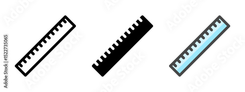 Multipurpose ruler vector icon in outline, glyph, filled outline style. Three icon style variants in one pack.