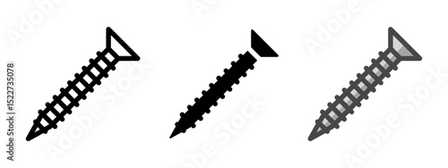 Multipurpose screw vector icon in outline, glyph, filled outline style. Three icon style variants in one pack.
