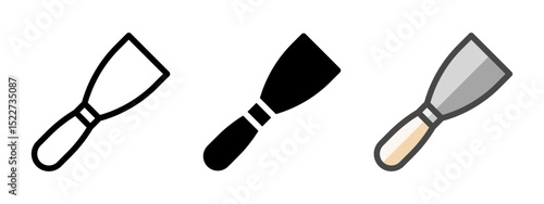 Multipurpose scraper vector icon in outline, glyph, filled outline style. Three icon style variants in one pack.