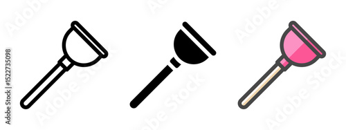 Multipurpose sink plunger vector icon in outline, glyph, filled outline style. Three icon style variants in one pack.