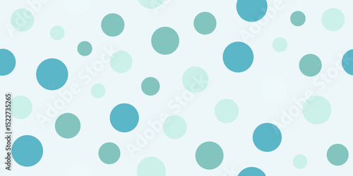 Light blue background with scattered circles in varying shades of teal and aqua, creating a playful, abstract pattern.