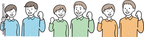 頑張るぞポーズの人物イラストセット – Motivated Person Illustration