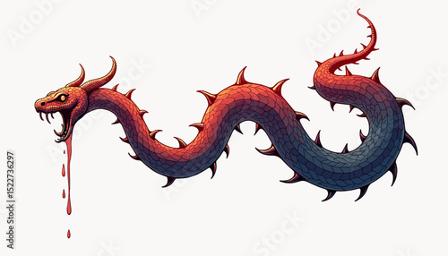 Gothic patterns featuring tattoo elements with blood droplets, a stylized thorny snake
