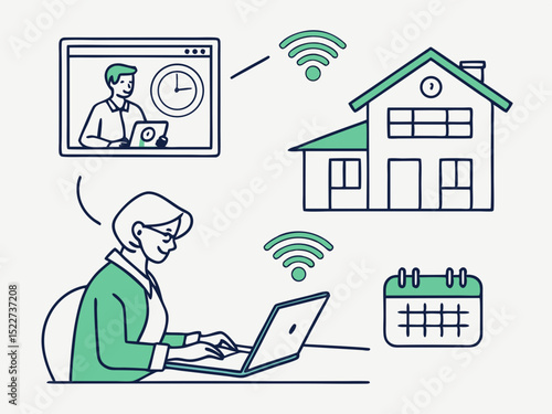 Elegant Modern Remote Work And Home Office Icon Set (4) Design