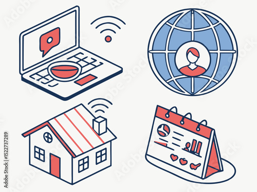 Minimalist Modern Remote Work And Home Office Icon Set (3) Icon