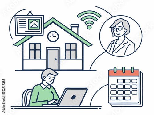 Minimalist Modern Remote Work And Home Office Icon Set (5) Design