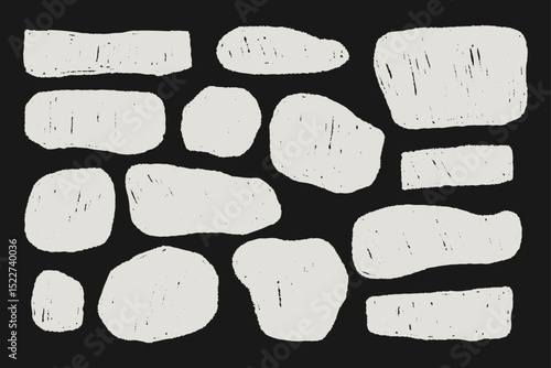 Crayon irregular frame text box set. Chalk, charcoal, watercolor scribble grunge texture. Chalkboard illustration for collage, scrapbook, print design. Hand drawn vector balloon doodle elements.