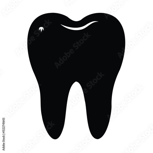 Teeth Silhouette Icon Isolated on White Background
