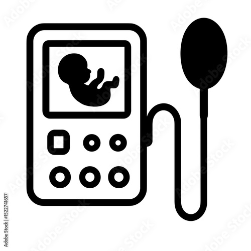 Fetal monitor icon in outline style