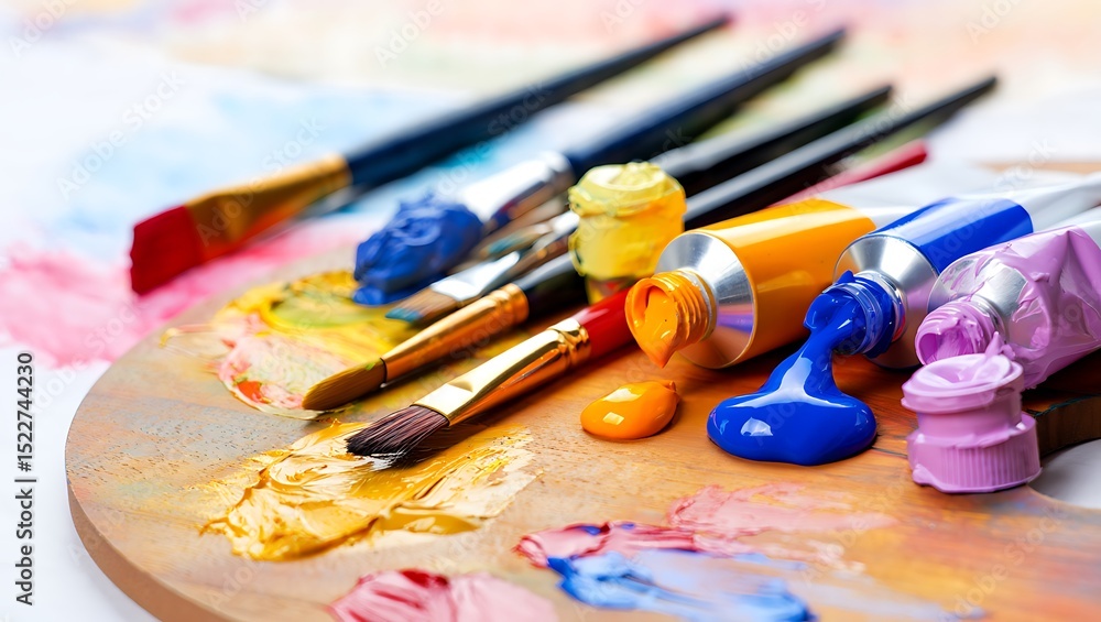 Fototapeta premium Vibrant Colors and Artistic Expression A Painter's Palette