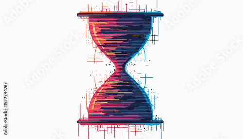 Stylish hourglass illustration with vibrant colors for creative design
