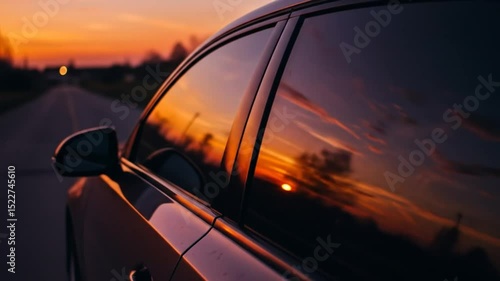 Car Reflecting Summer Sunset Road Trip
