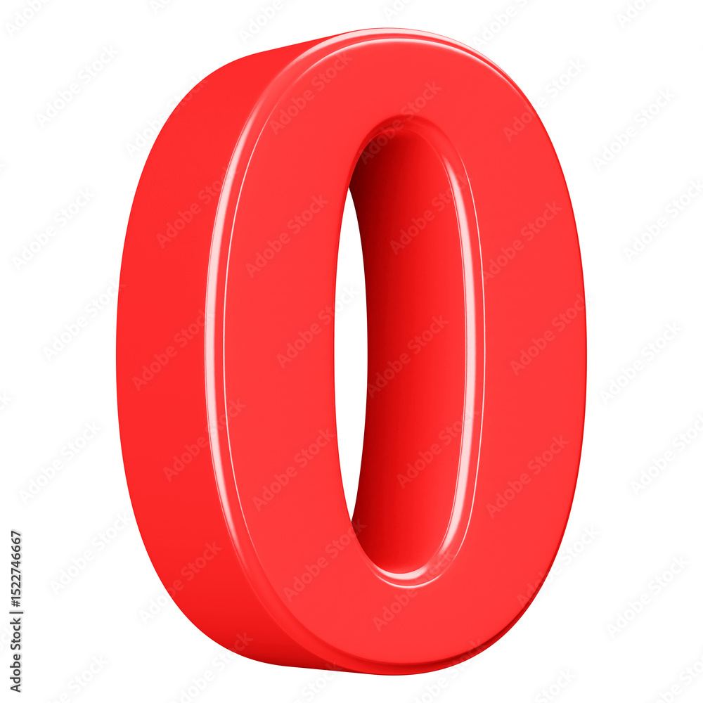 3D Red Number 0 3D Red Number 0