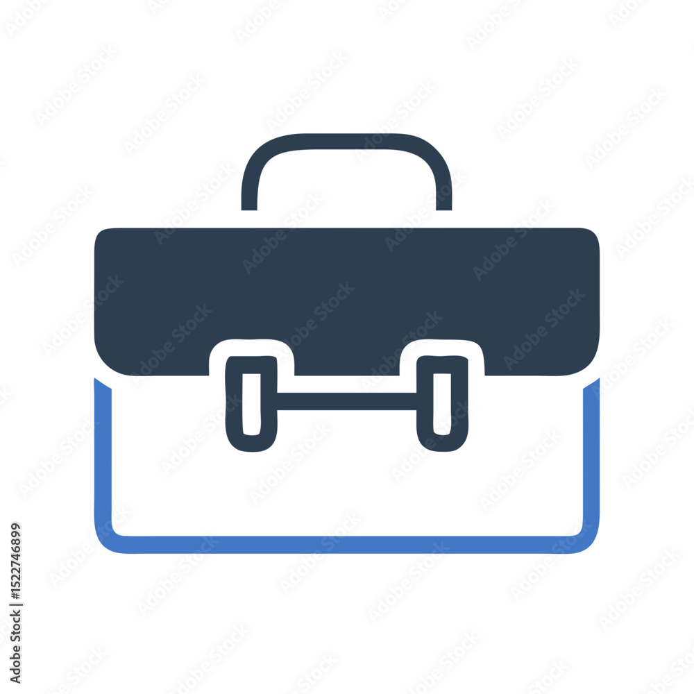 Briefcase icon in modern flat design with blue accents Briefcase icon in modern flat design with blue accents