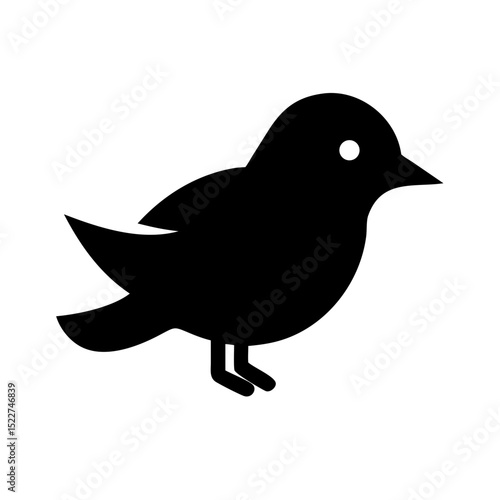Black silhouette of a bird standing on two legs  
