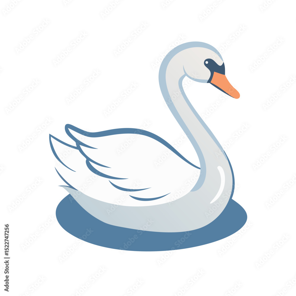 Fototapeta premium Elegant swan floating peacefully on calm water surface 