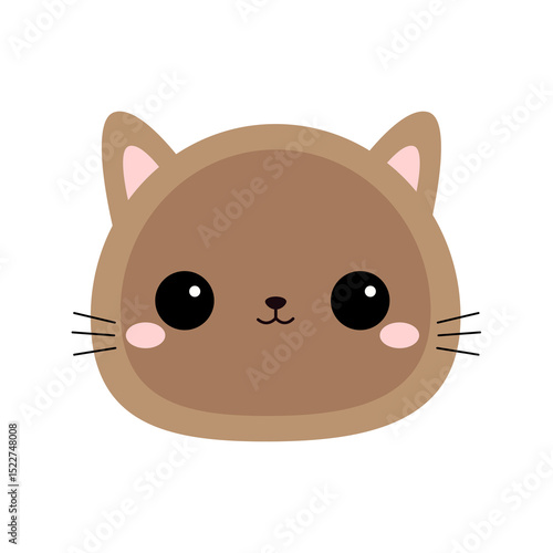 Cute Siamese cat face head round icon. Kawaii kitten, kitty. Cartoon funny baby character. Happy emotion. Sticker print. Flat design. White background. Isolated. Vector illustration