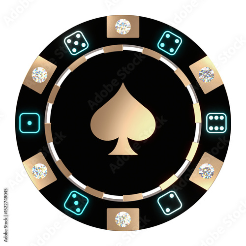 Photography Casino chip with spades symbol 3d isolated